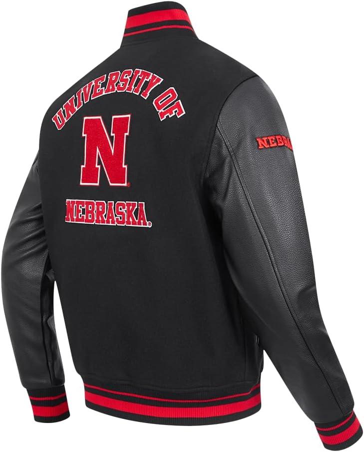 image:imagePro Standard NCAA mens Pro Standard Mens College Classic Chenille Wool Varsity JacketBlackRedBlack