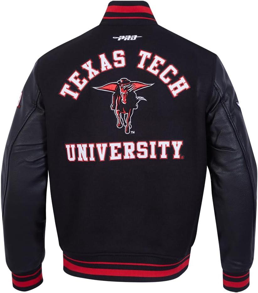 image:imagePro Standard NCAA mens Pro Standard Mens College Classic Chenille Wool Varsity JacketBlackRedBlack