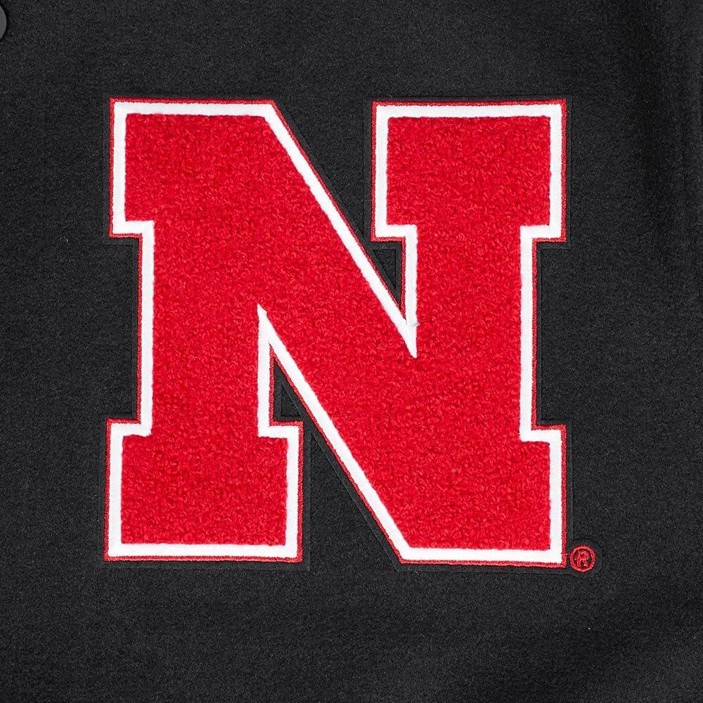 image:imagePro Standard NCAA mens Pro Standard Mens College Classic Chenille Wool Varsity JacketBlackRedBlack