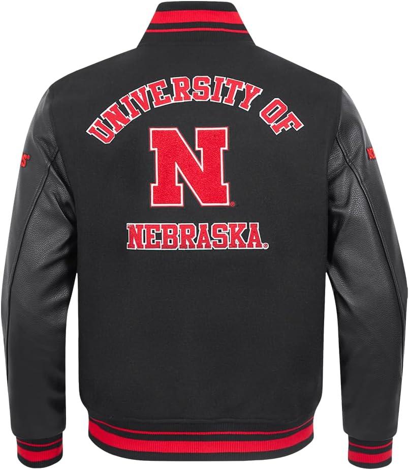 image:imagePro Standard NCAA mens Pro Standard Mens College Classic Chenille Wool Varsity JacketBlackRedBlack