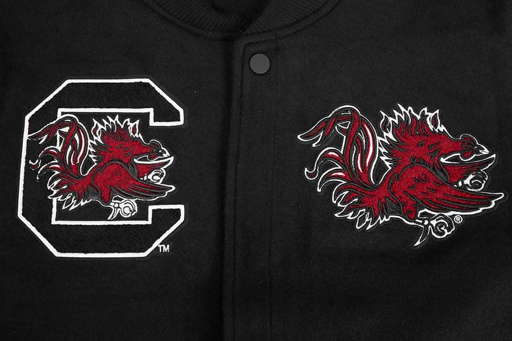 image:imagePro Standard NCAA mens Pro Standard Mens College Classic Chenille Wool Varsity JacketBlackWhite