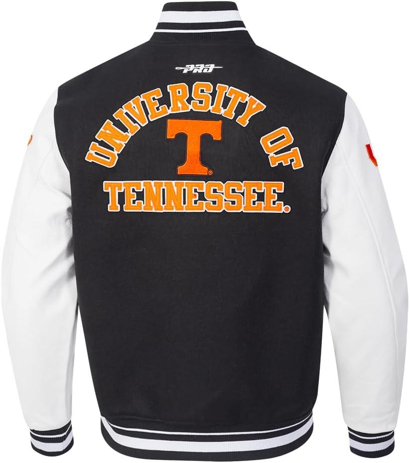 image:imagePro Standard NCAA mens Pro Standard Mens College Classic Chenille Wool Varsity JacketBlackWhite