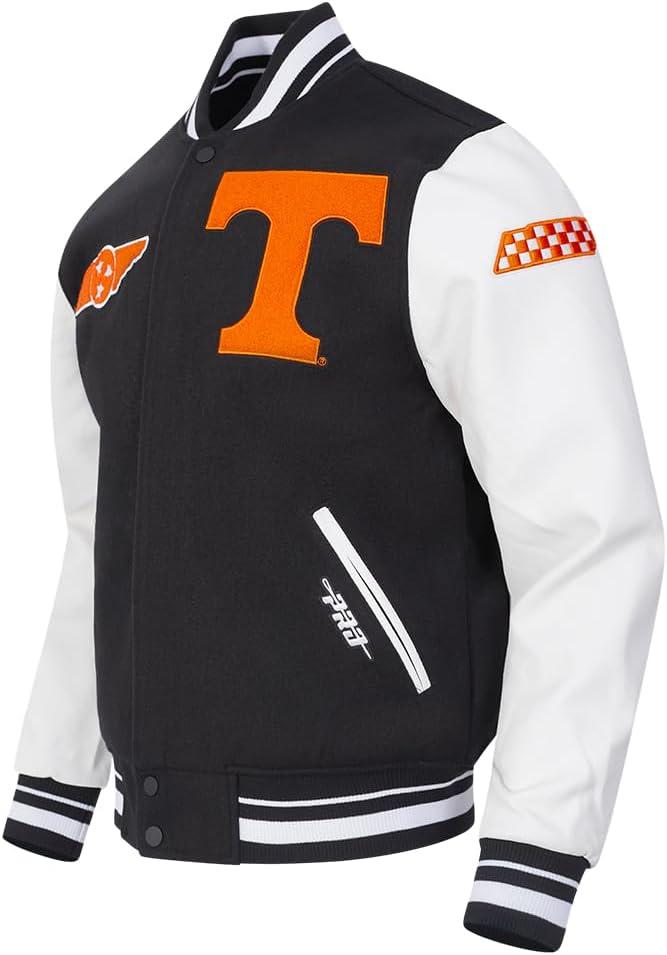 image:imagePro Standard NCAA mens Pro Standard Mens College Classic Chenille Wool Varsity JacketBlackWhite