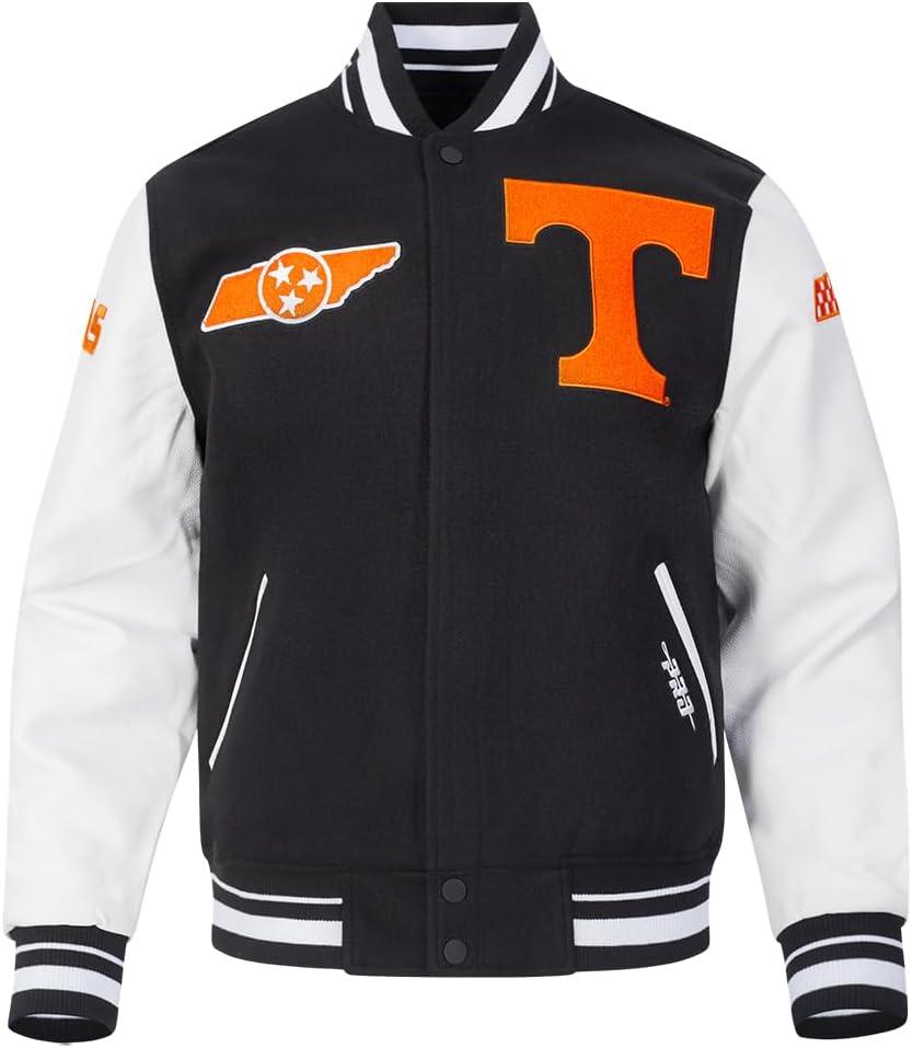 image:imagePro Standard NCAA mens Pro Standard Mens College Classic Chenille Wool Varsity JacketBlackWhite