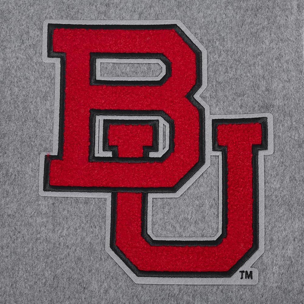 image:imagePro Standard NCAA mens Pro Standard Mens College Classic Chenille Wool Varsity JacketHeather GreyWhite