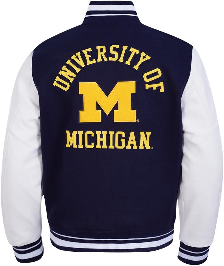 image:imagePro Standard NCAA mens Pro Standard Mens College Classic Chenille Wool Varsity JacketMidnight NavyWhite