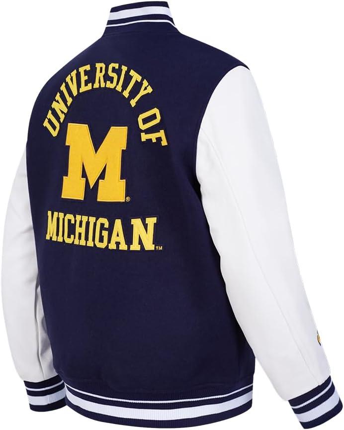 image:imagePro Standard NCAA mens Pro Standard Mens College Classic Chenille Wool Varsity JacketMidnight NavyWhite