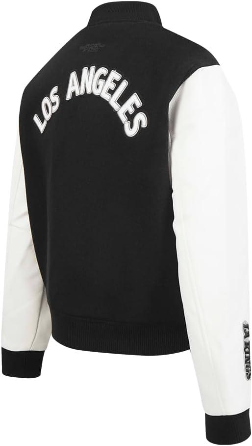 image:imagePro Standard NHL womens Pro Standard Womens Nhl Classic Chenille Wool Varsity JacketBlackWhite