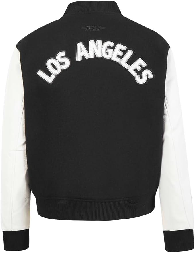 image:imagePro Standard NHL womens Pro Standard Womens Nhl Classic Chenille Wool Varsity JacketBlackWhite