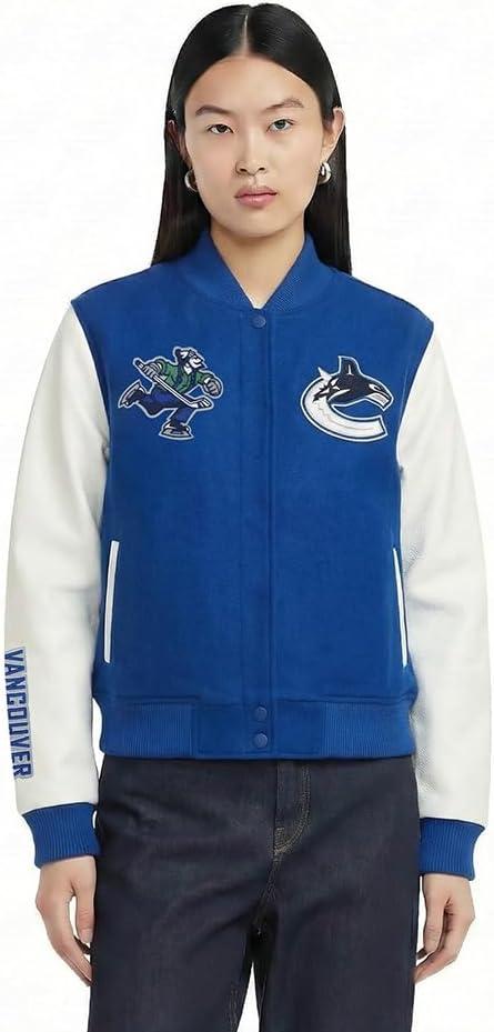 image:imagePro Standard NHL womens Pro Standard Womens Nhl Classic Chenille Wool Varsity JacketDodger BlueWhite