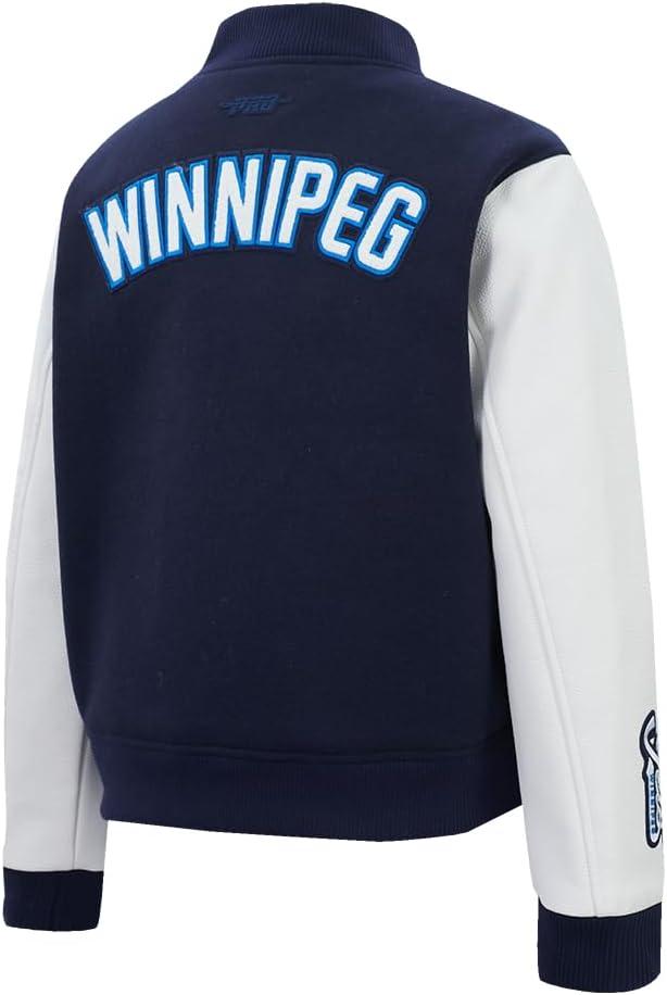 image:imagePro Standard NHL womens Pro Standard Womens Nhl Classic Chenille Wool Varsity JacketMidnight NavyWhite