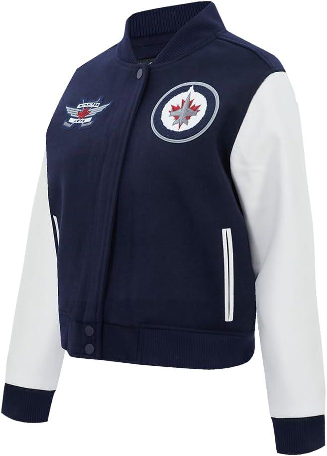 image:imagePro Standard NHL womens Pro Standard Womens Nhl Classic Chenille Wool Varsity JacketMidnight NavyWhite