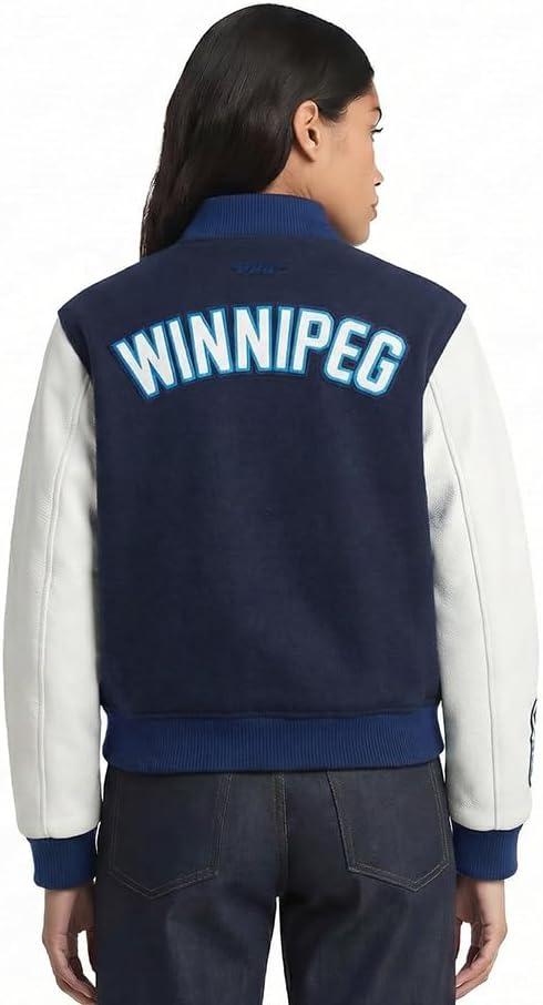 image:imagePro Standard NHL womens Pro Standard Womens Nhl Classic Chenille Wool Varsity JacketMidnight NavyWhite