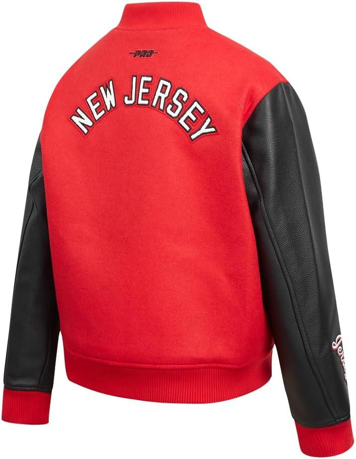 image:imagePro Standard NHL womens Pro Standard Womens Nhl Classic Chenille Wool Varsity JacketRedBlack
