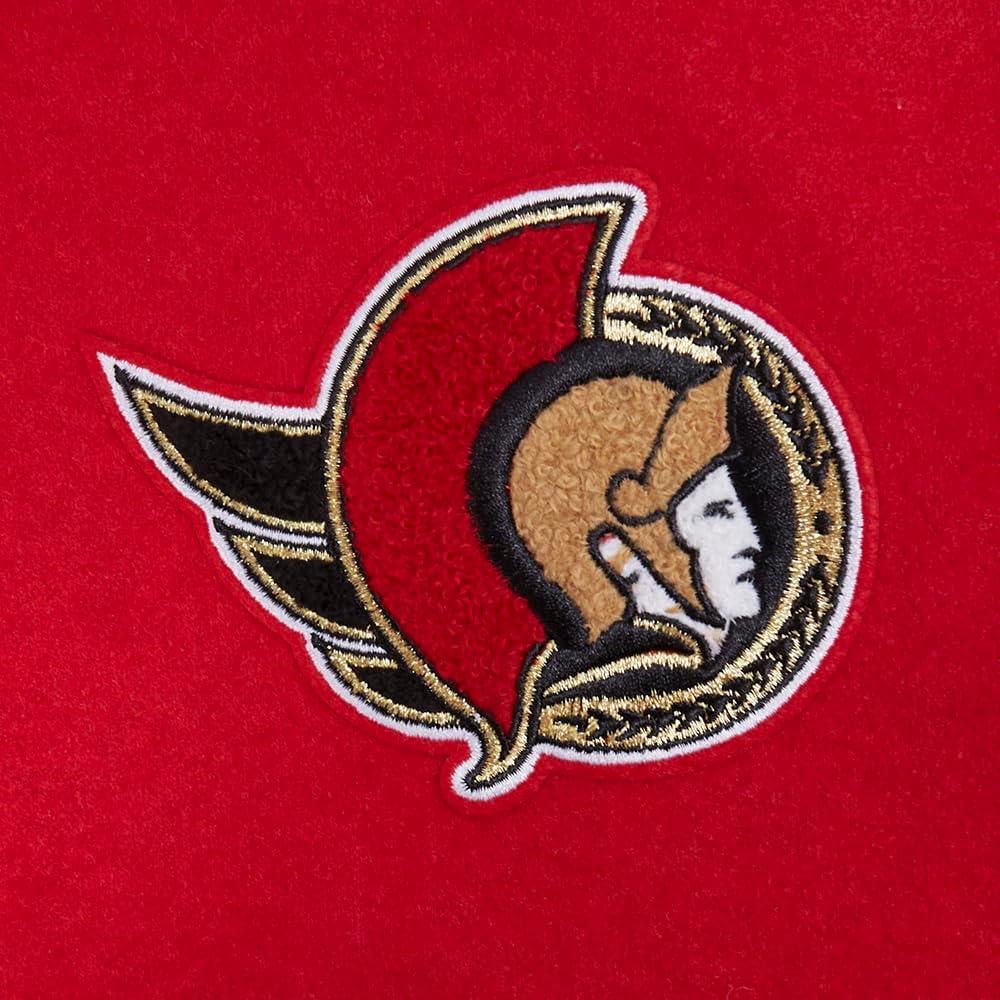 image:imagePro Standard NHL womens Pro Standard Womens Nhl Classic Chenille Wool Varsity JacketRedBlack