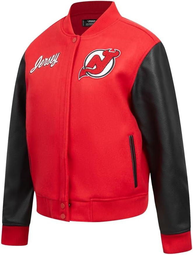image:imagePro Standard NHL womens Pro Standard Womens Nhl Classic Chenille Wool Varsity JacketRedBlack