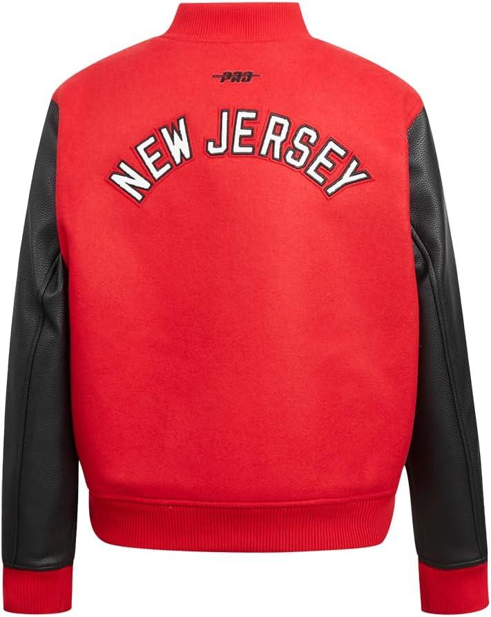 image:imagePro Standard NHL womens Pro Standard Womens Nhl Classic Chenille Wool Varsity JacketRedBlack