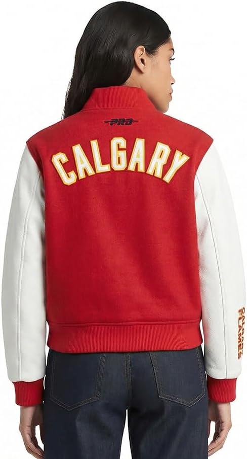 image:imagePro Standard NHL womens Pro Standard Womens Nhl Classic Chenille Wool Varsity JacketRedWhite