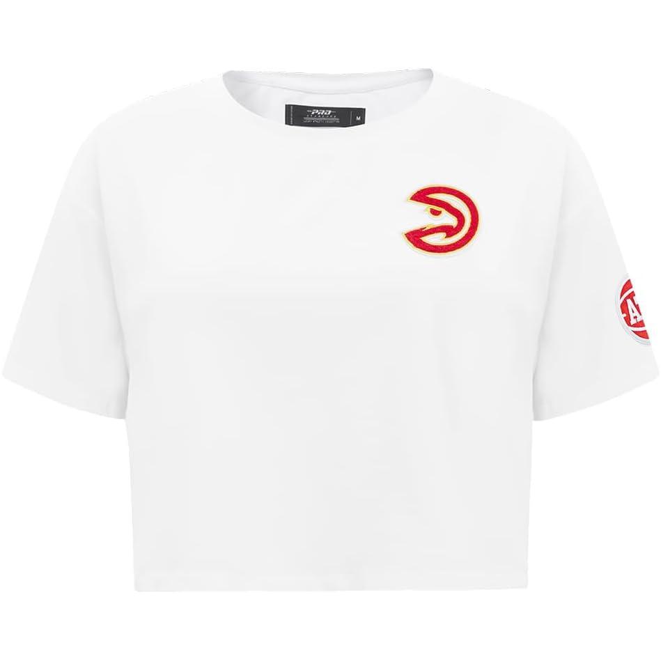 image:imagePro Standard NBA Womens Womens NBA Classic Chenille Cotton Single Jersey Short Sleeve Boxy TeeWhite