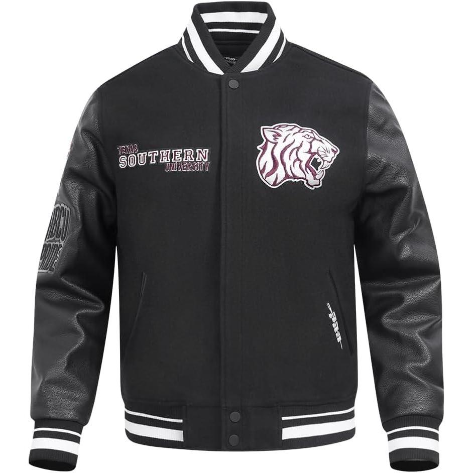image:imagePro Standard NCAA mens Pro Standard Mens College Classic Chenille Wool Varsity JacketBlack
