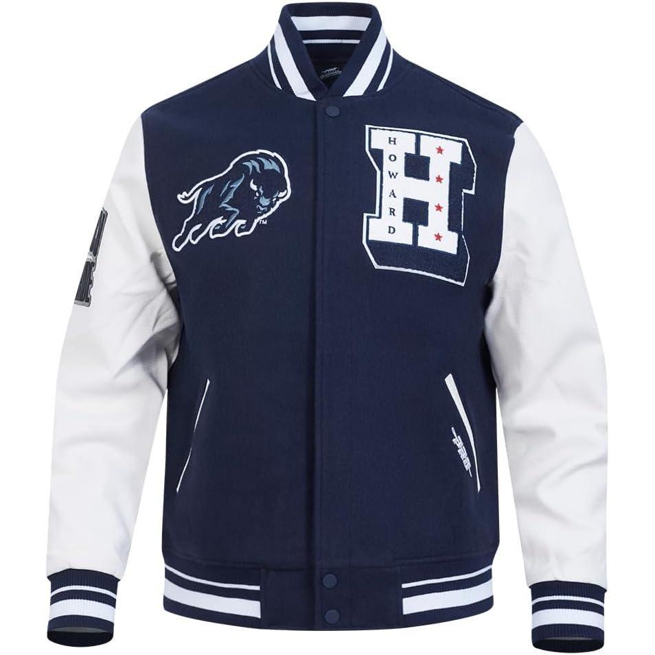 image:imagePro Standard NCAA mens Pro Standard Mens College Classic Chenille Wool Varsity JacketMidnight NavyWhite