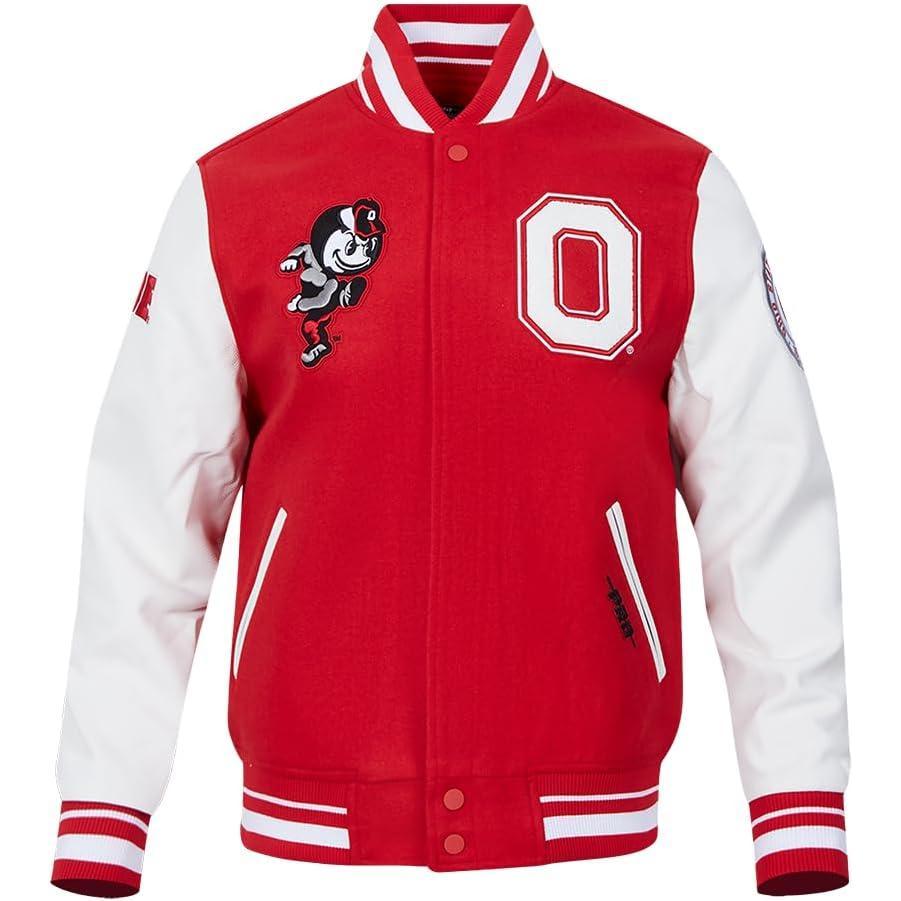 image:imagePro Standard NCAA mens Pro Standard Mens College Classic Chenille Wool Varsity JacketRedWhite