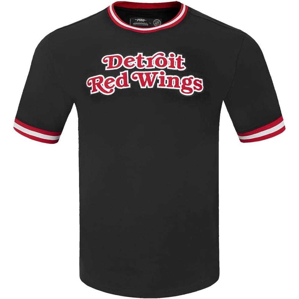 image:imagePro Standard NHL Mens Pro Standard Mens NHL Classic Chenille Cotton Double Knit Short Sleeve TeeBlackRed
