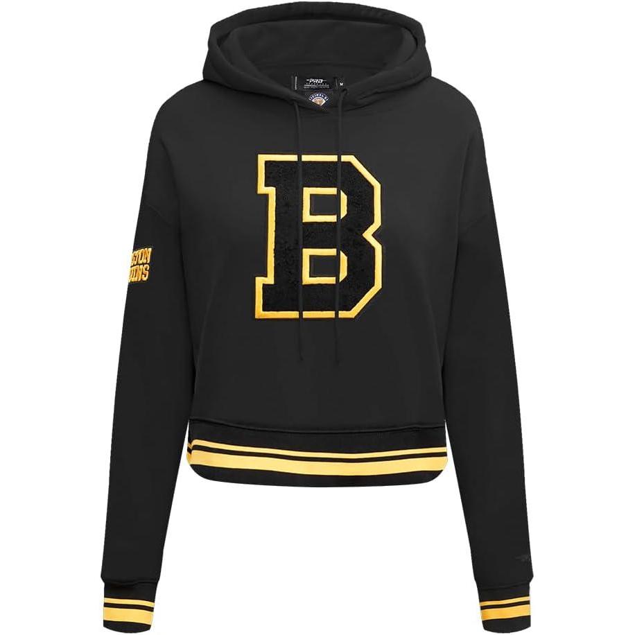 image:imagePro Standard NHL Womens Retro Classics Brushed Back French Terry Cropped Pullover HoodieBlackYellow