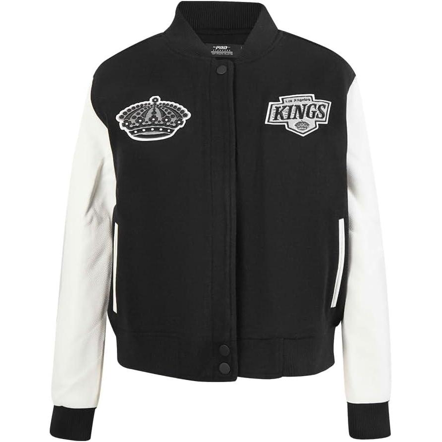 image:imagePro Standard NHL womens Pro Standard Womens Nhl Classic Chenille Wool Varsity JacketBlackWhite