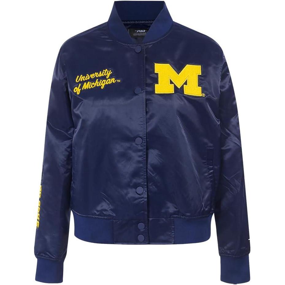 image:imagePro Standard Womens College University Of Michigan Classic Essentials Satin Jacket Midnight Navy Xl