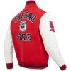 Pro Standard Mens College Classic Chenille Varsity Jacket(Red/White/Midnight Navy)