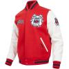 Pro Standard Mens College Classic Chenille Varsity Jacket(Red/White/Midnight Navy)