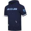 Pro Standard Mens NBA Classic Chenille Cotton Double Knit Short Sleeve Hoodie(Midnight Navy)