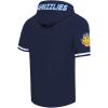 Pro Standard Mens NBA Classic Chenille Cotton Double Knit Short Sleeve Hoodie(Midnight Navy)
