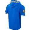 Pro Standard Mens NBA Classic Chenille Cotton Double Knit Short Sleeve Hoodie(Royal Blue)