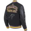 Pro Standard NCAA mens Pro Standard Mens College Classic Chenille Wool Varsity Jacket(Black/Purple/Yellow)