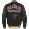 Pro Standard NCAA mens Pro Standard Mens College Classic Chenille Wool Varsity Jacket(Black/Purple/Yellow)