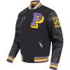 Pro Standard NCAA mens Pro Standard Mens College Classic Chenille Wool Varsity Jacket(Black/Purple/Yellow)