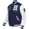 Pro Standard NCAA mens Pro Standard Mens College Classic Chenille Wool Varsity Jacket(Midnight Navy/White)