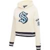 Pro Standard NHL Womens Retro Classics Brushed Back French Terry Cropped Pullover Hoodie(Eggshell/ Midnight Navy)