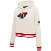Pro Standard NHL Womens Retro Classics Brushed Back French Terry Cropped Pullover Hoodie(Eggshell/ Red)