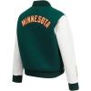 Pro Standard NHL womens Pro Standard Womens Nhl Classic Chenille Wool Varsity Jacket(Forest Green/White)