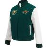 Pro Standard NHL womens Pro Standard Womens Nhl Classic Chenille Wool Varsity Jacket(Forest Green/White)