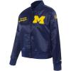 Pro Standard Womens College University Of Michigan Classic Essentials Satin Jacket Midnight Navy Xl