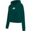 Pro Standard Womens NFL Classic Chenille Brushed Back French Terry Cropped Pullover Hoodie(Forest Green)