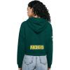 Pro Standard Womens NFL Classic Chenille Brushed Back French Terry Cropped Pullover Hoodie(Forest Green)