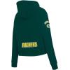 Pro Standard Womens NFL Classic Chenille Brushed Back French Terry Cropped Pullover Hoodie(Forest Green)