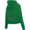 Pro Standard Womens NFL Classic Chenille Brushed Back French Terry Cropped Pullover Hoodie(Kelly Green)