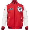 Pro Standard Mens College Classic Chenille Varsity Jacket(Red/White/Midnight Navy)