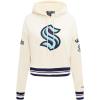 Pro Standard NHL Womens Retro Classics Brushed Back French Terry Cropped Pullover Hoodie(Eggshell/ Midnight Navy)